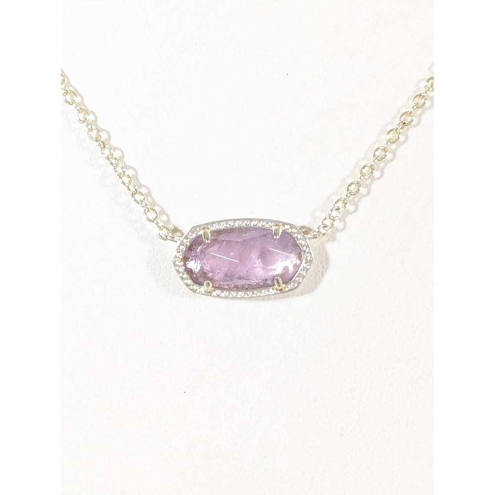 Kendra‎ Scott Elisa Gold Tone Amethyst Pendant Necklace 16" Dainty